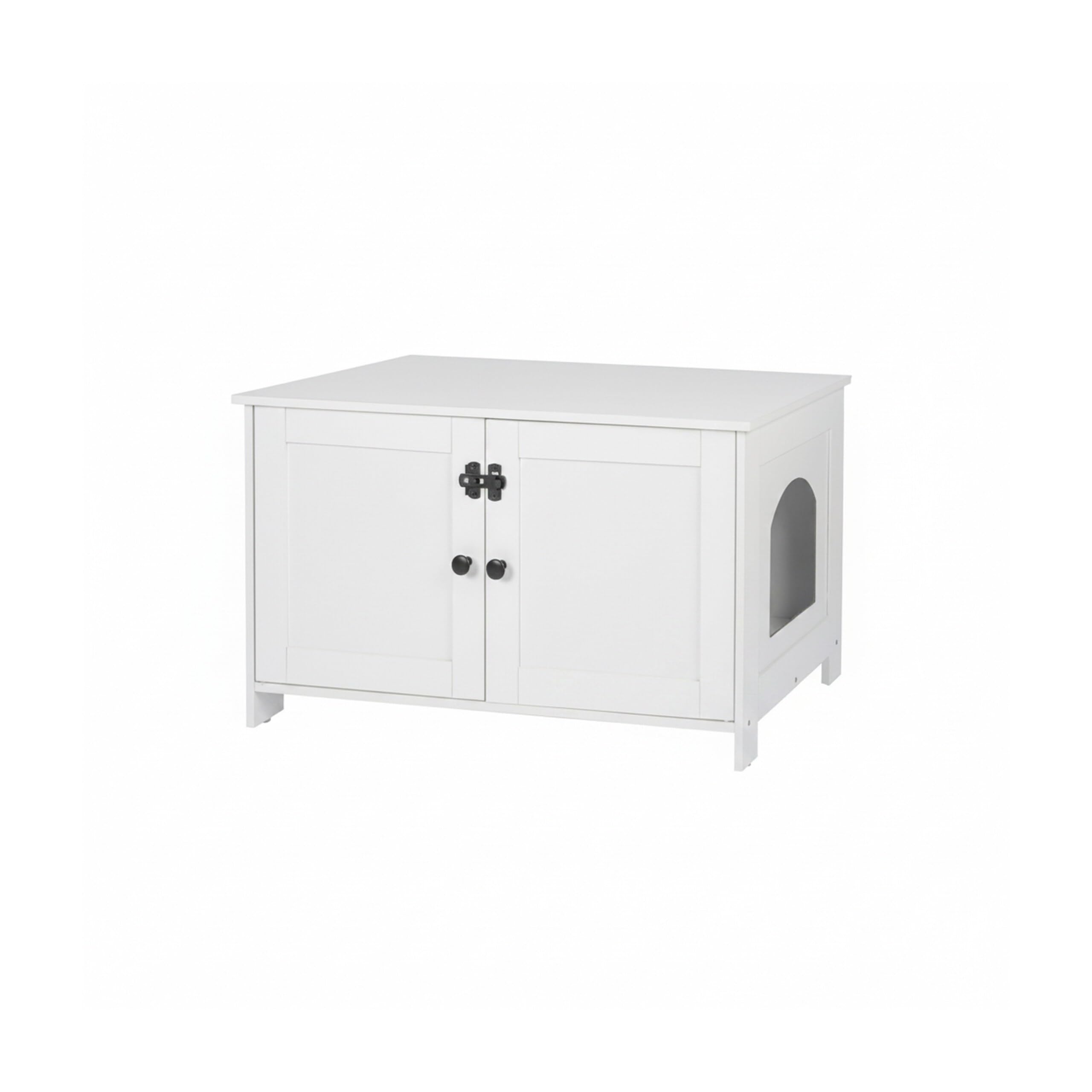 Relaxdays Armario para Gatos con Cerradura, Divisor y Entrada Lateral, HBT 46x78.5x44.5 cm, Blanco