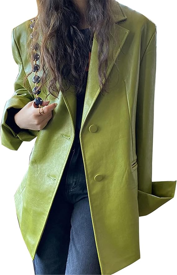 Amazon Co Jp レディースレザージャケット ルーズフィットソリッドカラーレザージャケットラペルロングスリーブ女性コートスプリングレザーコート 革ジャン 皮ジャン 軽量 秋コートバイク用ジャケット 秋冬 春 防風 防寒 色 緑 Size Large ファッション Amazon Co Jp レディースレザージャケット ルーズフィットソリッドカラーレザージャケットラペルロングスリーブ女性コートスプリングレザーコート 革ジャン 皮ジャン 軽量 秋コートバイク用ジャケット 秋冬 春 防風 防寒 色 緑 Size Large ファッション