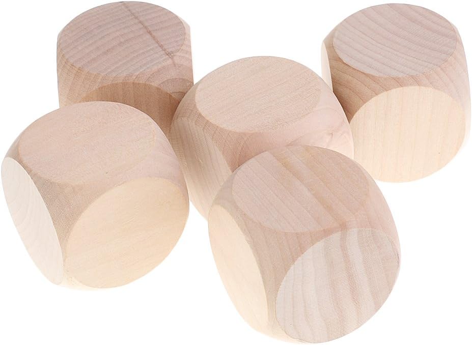 5Pc Wood Dices Set Blank for Dungeons & Dragon RPG MTG Casino Party Supplies