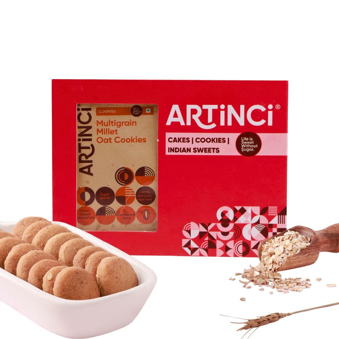 Artinci Oats Cookies Multigrain - Healthy Biscuits Snack With Oats & Millet|Sugar Free & Diabetic Friendly|High Fiber And Protein Rich|No Maida Or Palm Oil|As Seen On Shark Tank India-185G (Pack Of 1) (B089X784PL) Amazon Price History, Amazon Price Tracker