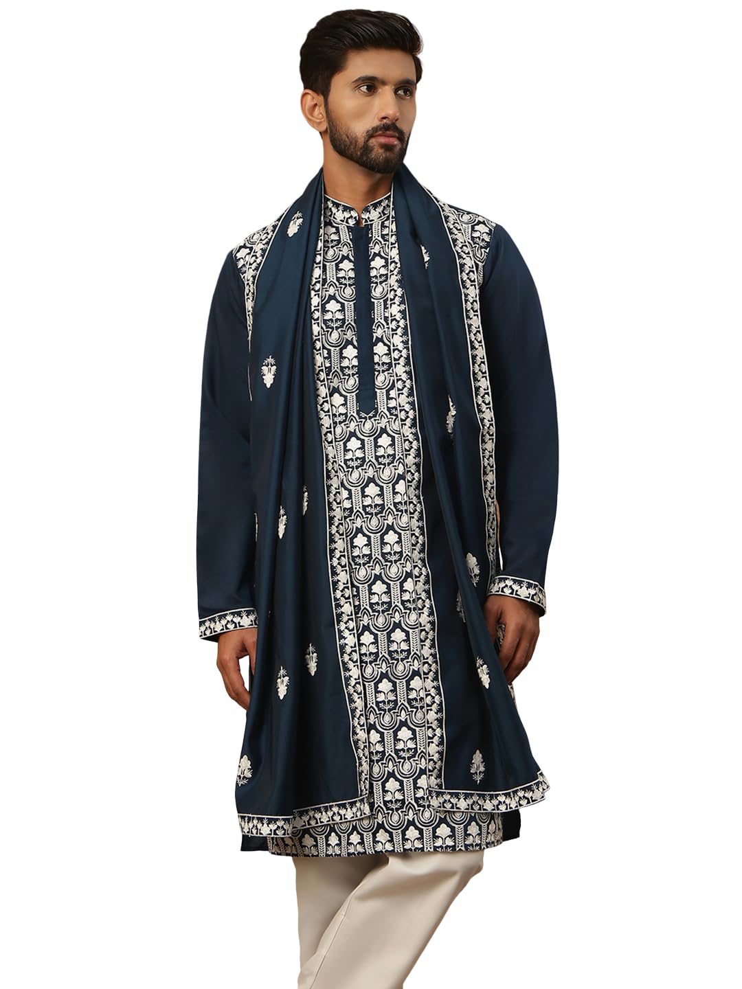 jompers Silk Blend Embroidered Kurta Pyjama Dupatta Set-picture-45
