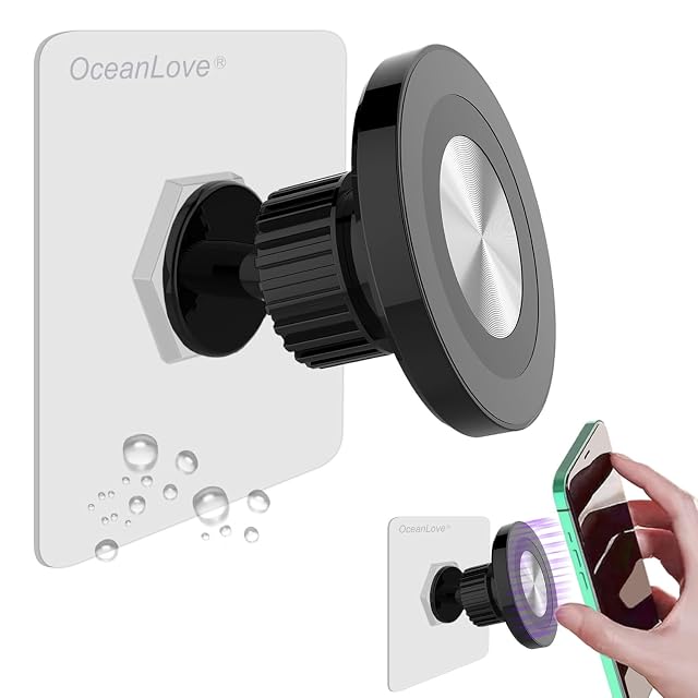 OCEANLOVE for MagSafe Wall Mount Magnetic Phone Holder Self-Adhesive 360 Rotatable Waterproof Compatible with iPhone 16 15 14