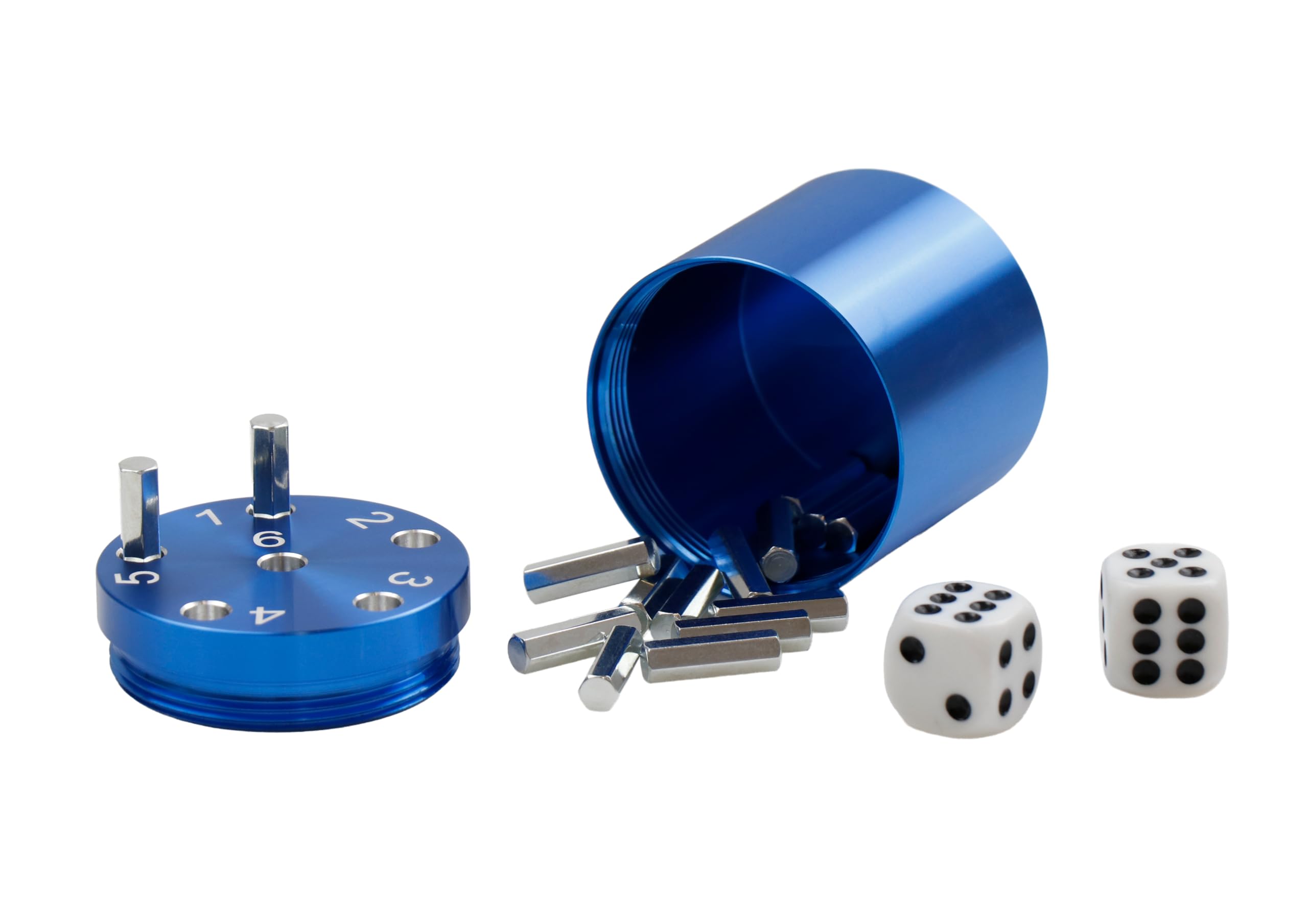 BestSaller 3005 'SUPER SIX' Aluminum, 36 Spielstäbchen & 2 Würfel, blau (1 Stück)
