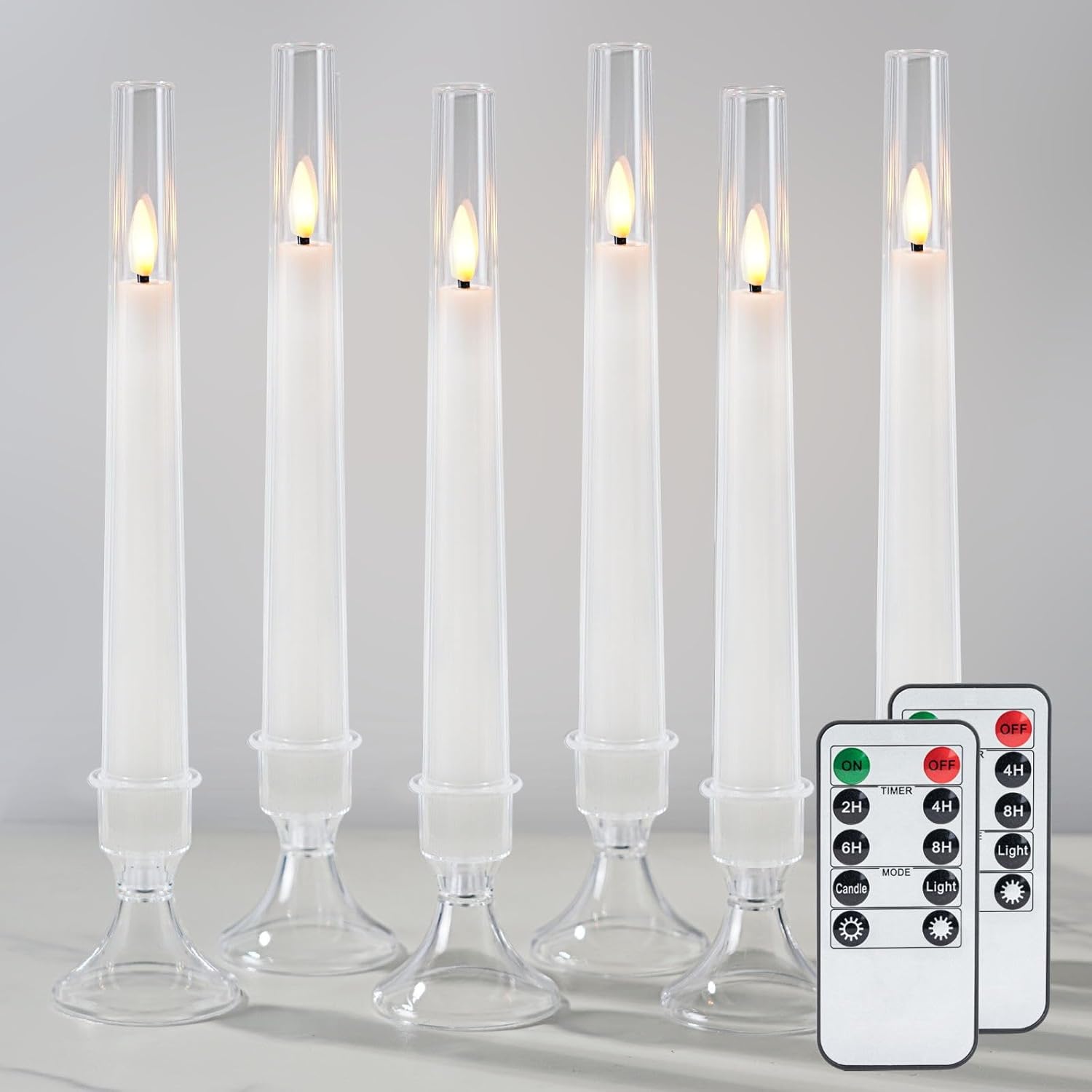 Amazon.com: Homemory 6 Pcs Flameless Taper Candles with Remote and ...