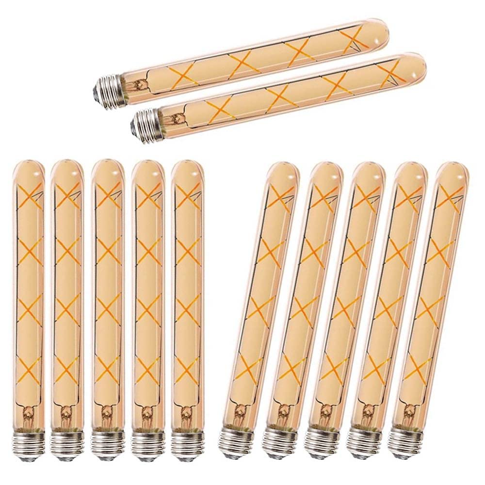 Genérico Edison Bombillas E27 T300mm 8w Bombilla LED Vintage T30 Tubo Blanco Cálido Iluminación Antigua Decoración,Lámparas para el hogar, cafeterías, bares y otras luminarias decorativas-12PCS