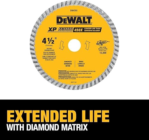 Miniatura 3 de DEWALT Hoja de diamante corte seco o húmedo borde continuo cenador de 78 pulgadas 4-12 pulgadas DW4701