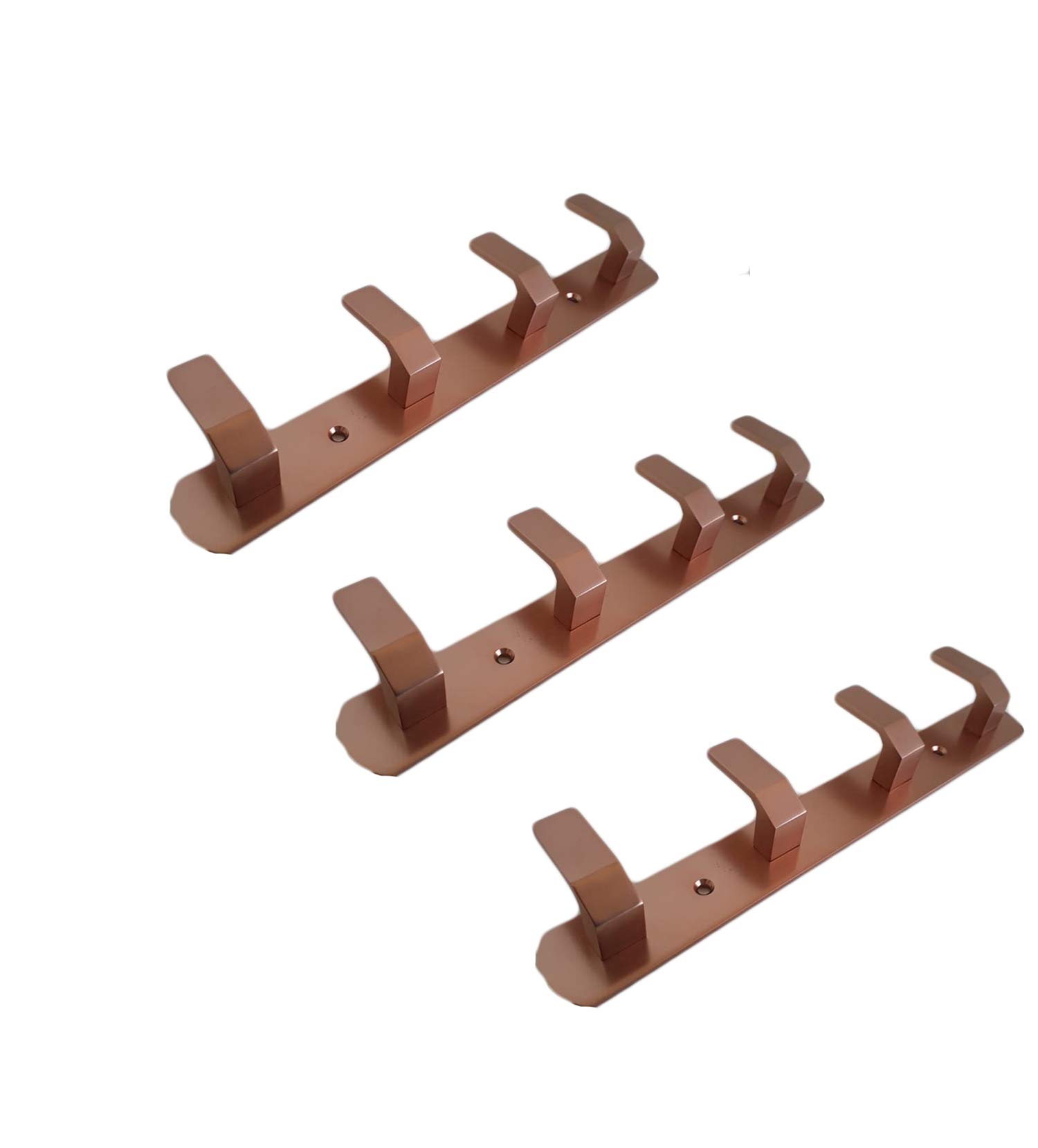 Wall Mount Metal Double Hook Hanger – Set of 3 Heavy-Duty Copper Finish Hooks for Hanging Coats, Towels, Keys, Bags – Rust-Resistant Wall Hooks for Home, Kitchen & Office Organization (9 Inch)