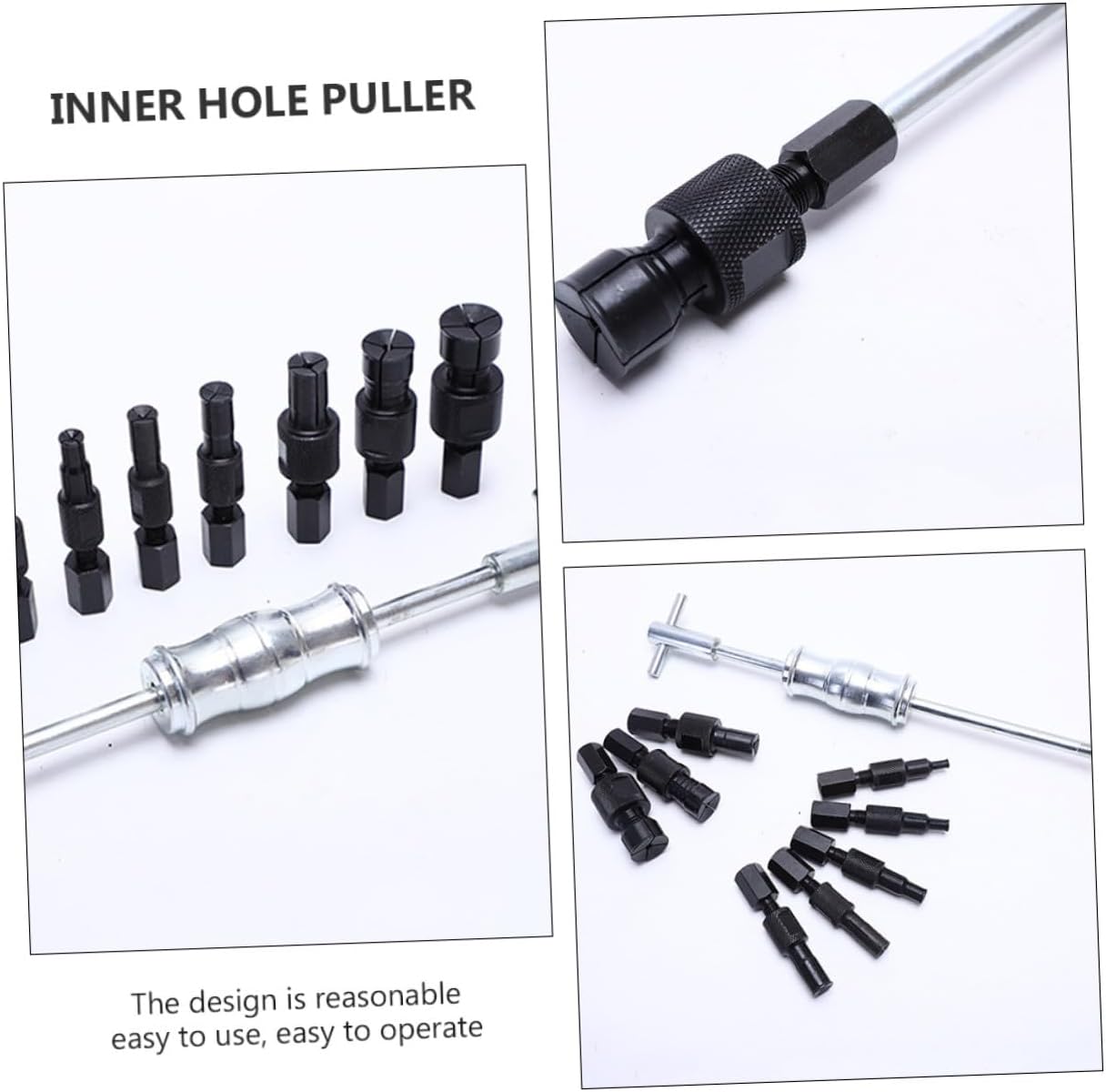 Ciieeo 9pcs Steel Inner Bearing Puller Set with Slide Hammer Bearing Extractor Removal Tool for Auto Repair and Internal Disassembly