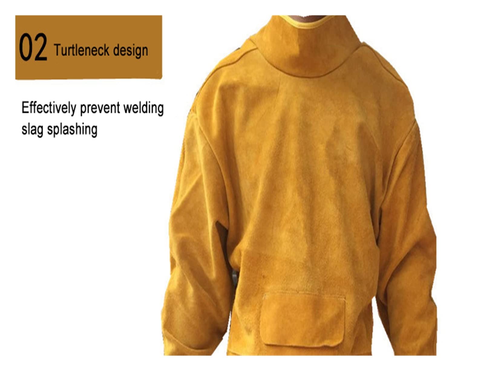 Soldador de cuero ropa soldadura llamadas soldador retardante en general siam del delantal traje protección metal líquido(Yellow stand collar,L)