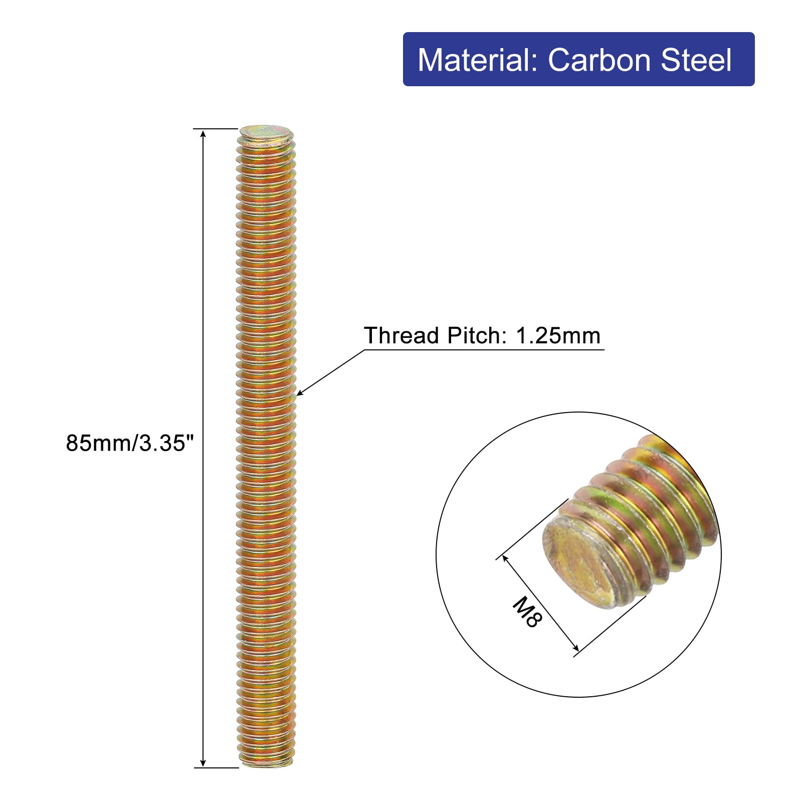 8 Perni Filettati In Acciaio Inox 304 - M8 X 65mm - Ideali Per Mobili E Macchinari - Foto 4