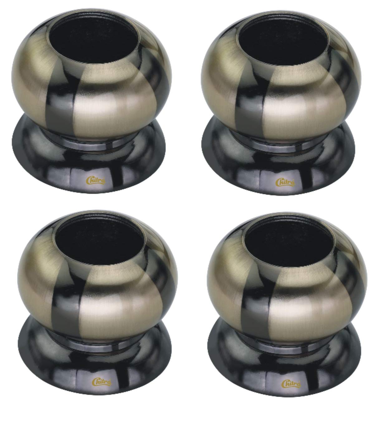 Chitra Brass Big Wall to Wall Concealed Bracket for 1 Inch Dia Curtain Rod Pack of 4 (Antique Marvel)