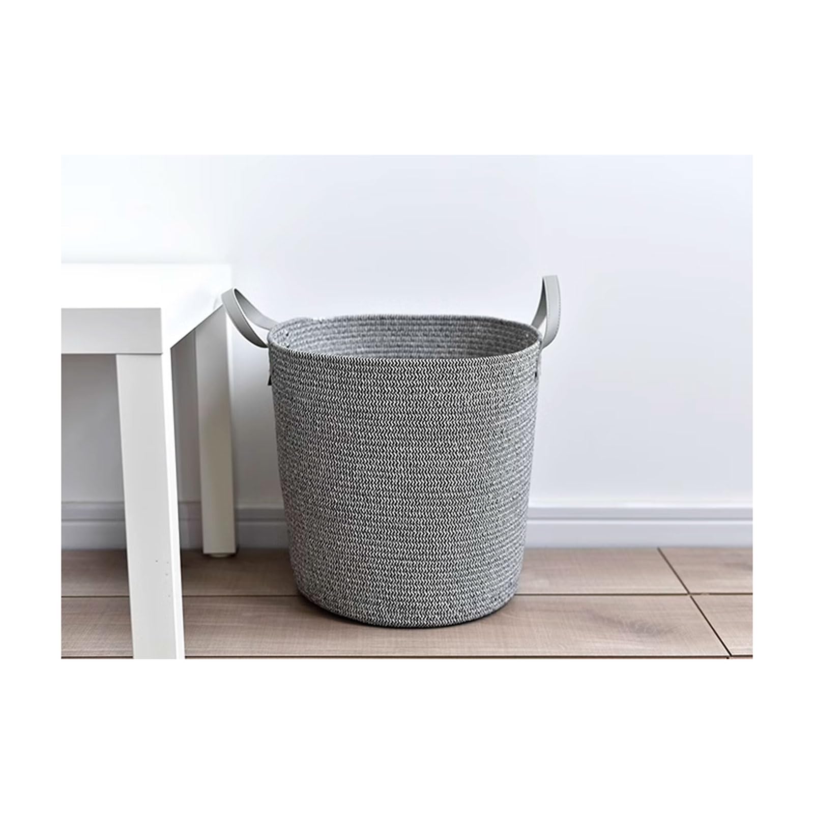 Kosz na Pranie Handgeweven katoenen touw opbergmand opvouwbare ronde wasmand met leren handgrepen Scandinavische stijl speelgoed opbergbak voor kinderkamer Pojemnik