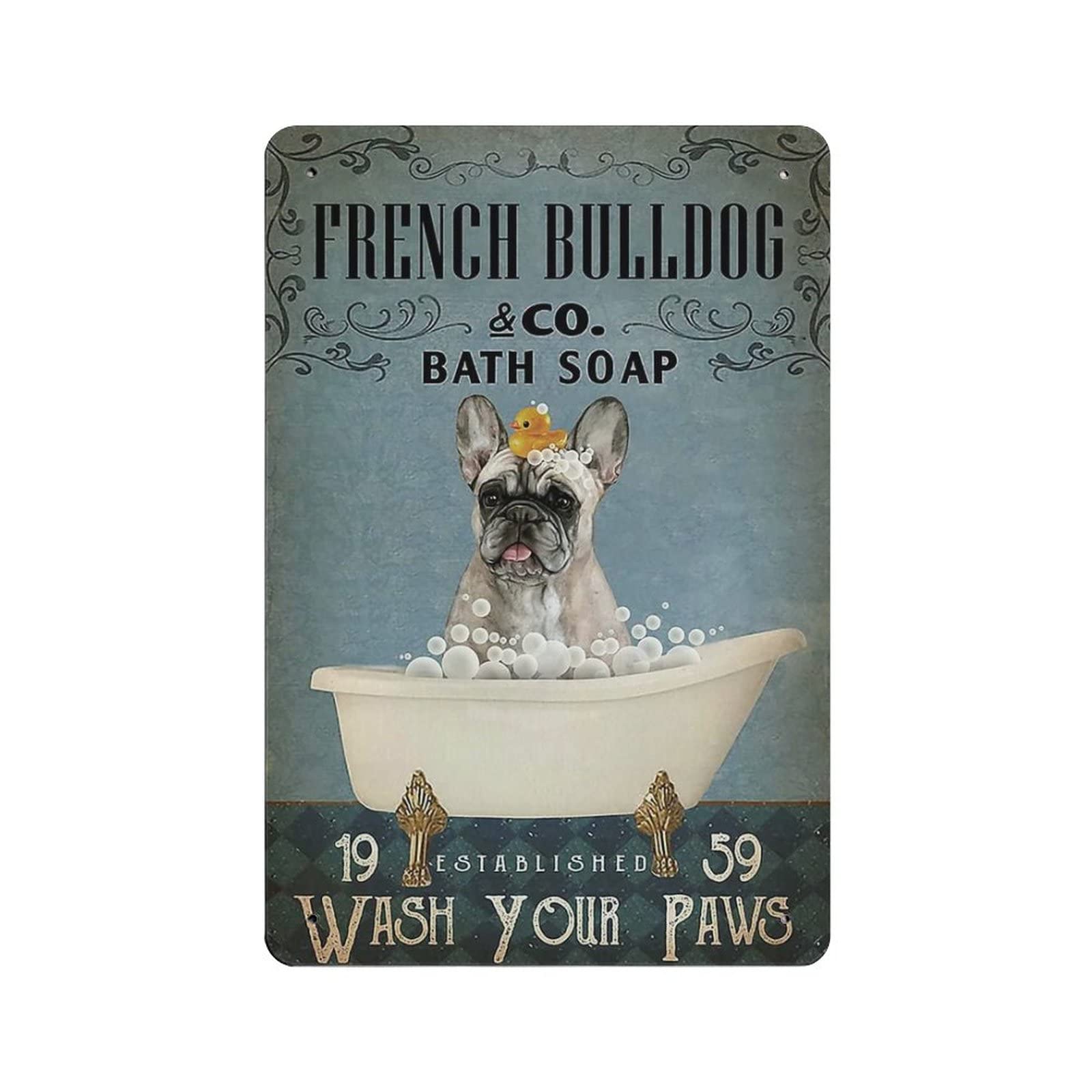 AOOEDM Cute Dog Wash Your Paws Vintage Metal Tin Sign for Home Coffee Shop Office Wall Art Metal Poster Garage Decor Man Cave Sign Inspirational Quote Wall Decor