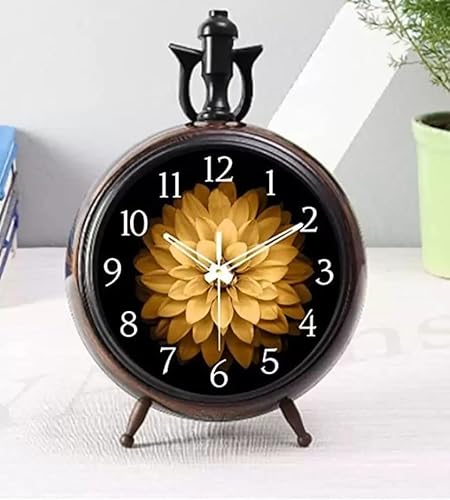 Reloj de mesa vintage marrón en soporte analógico sin tictac decorativo escritorio y estante reloj rústico de casa de campo