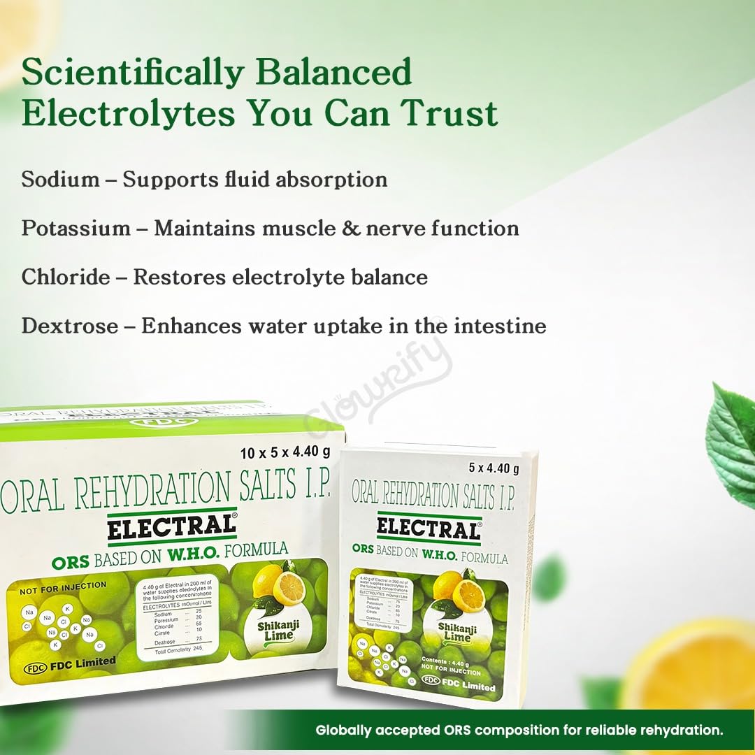 ELECTRAL Oral Rehydration Salts I.P., Shikanji Lime — Amazon image 2