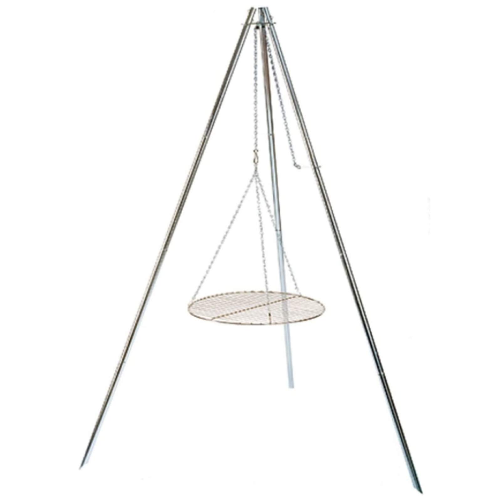 Outdoor Barbecue Tripod, Stainless Steel Barbecue Campfire Hot Pot Bracket Bracket with Barbecue Net, Suitable for Outdoor Camping Picnic