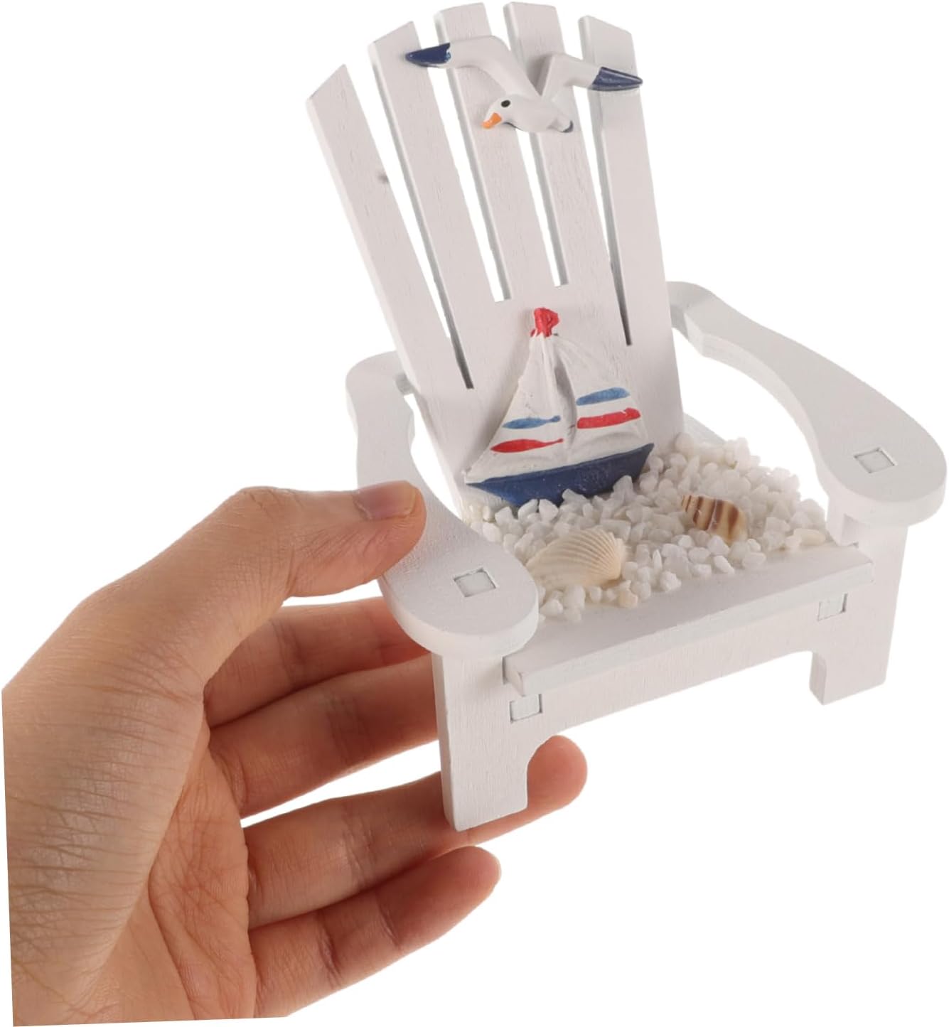 GARVALON Beach Theme Miniature Chairs 2pcs Wooden Decorations Home Miniature Furniture for Wedding Party