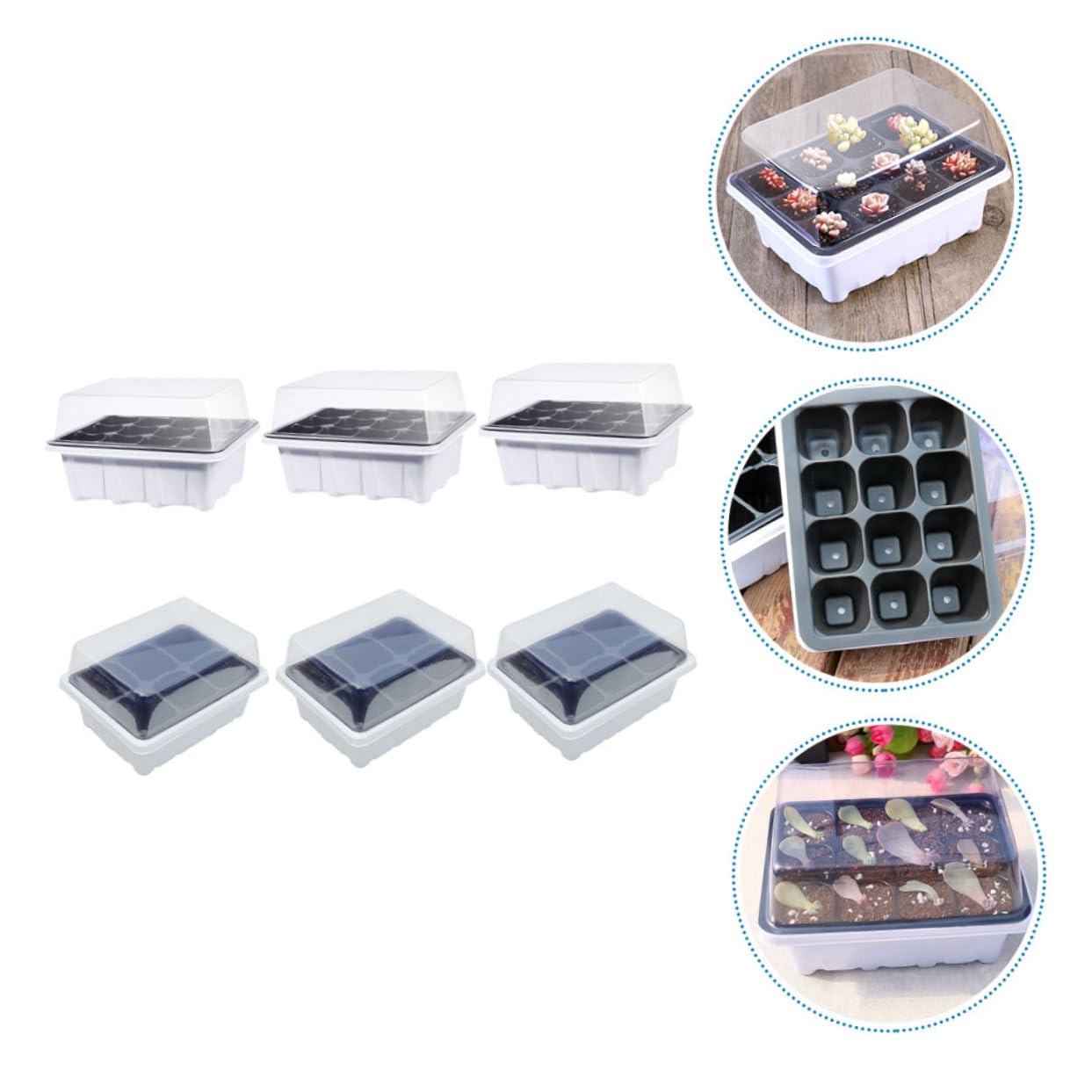 UPKOCH 2 Ensembles Boîte À Semis Plateaux Entrée Usine De Plein Air Bacs De Jardin pour Plantes Kit De Culture De Jardinières Plastique 6 Pièces * 2