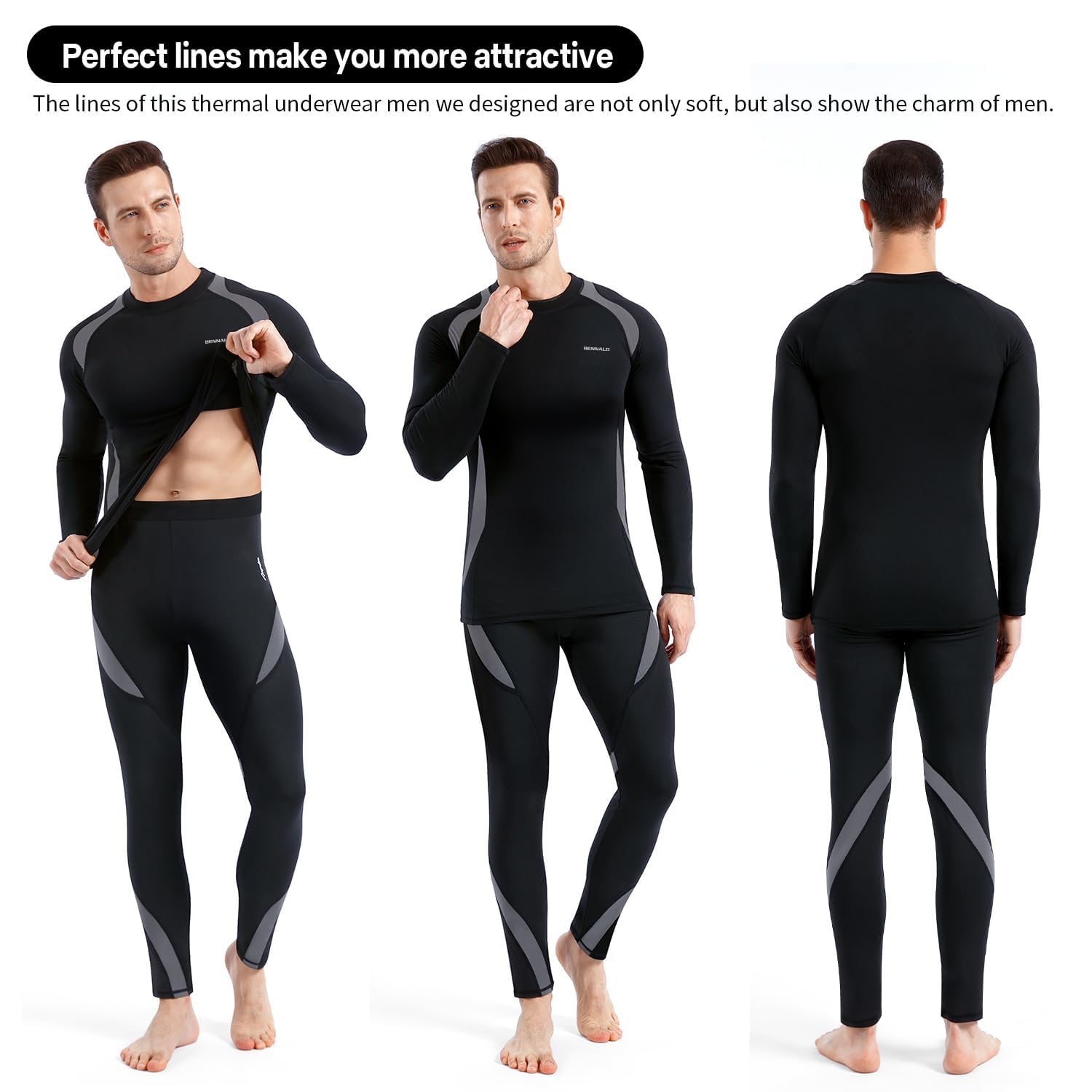 Biancheria Intima Termica Uomo Biancheria Funzionale Uomo con Funzione Quick Dry Sportiva Set di Biancheria