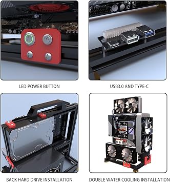 PC Chassis Desktop Computer Open Case Well Cooled Chassis Aluminum Material Test Bench Includes Type-C Support Motherboard (2.MATX)
