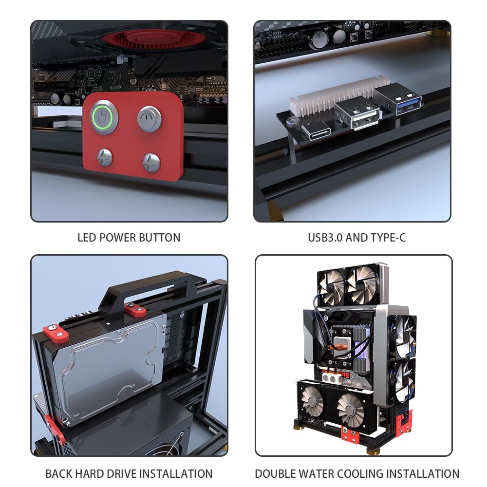 Chassis per PC desktop case aperto telaio ben raffreddato banco di prova materiale in alluminio include scheda madre di supporto tipo C (3.ATX)