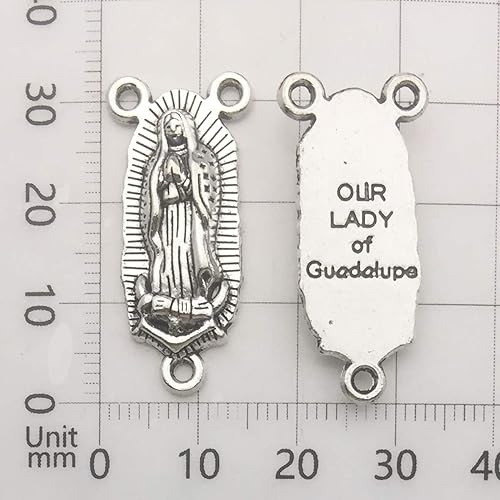 Miniatura 5 de Colgantes de medalla de crucifijo milagrosa de cruz de Jesús María Nuestra Señora de plata antigua, 3.53 oz (60 unidades) para manualidades
