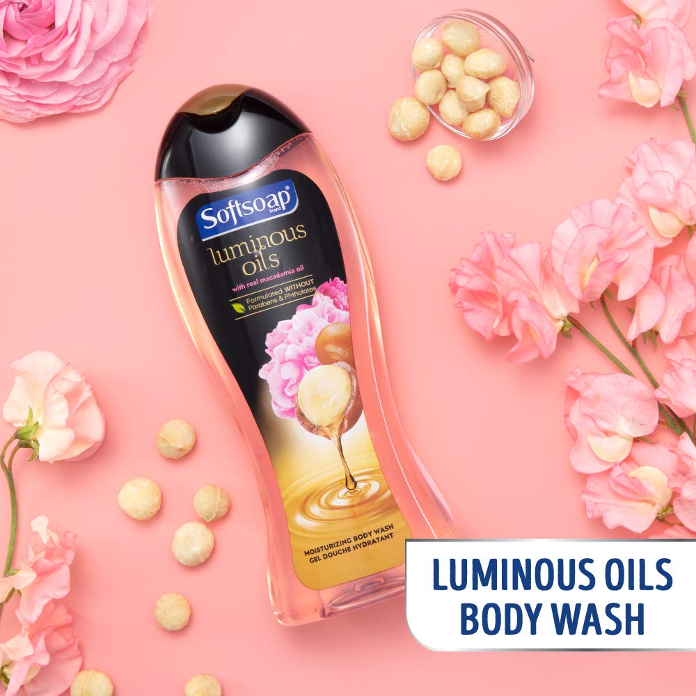 Softsoap Luminous Oils Moisturizing Body Wash Shower Gel for Women, Macadamia Oil and Peony - 20 fluid ounce (4 Pack) : Everything Else