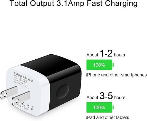Miniatura 2 de Cargador de pared USB, 18W 3Amp rápido múltiples puertos USB cargador de pared USB enchufe caja cargador bloque compatible iPhone