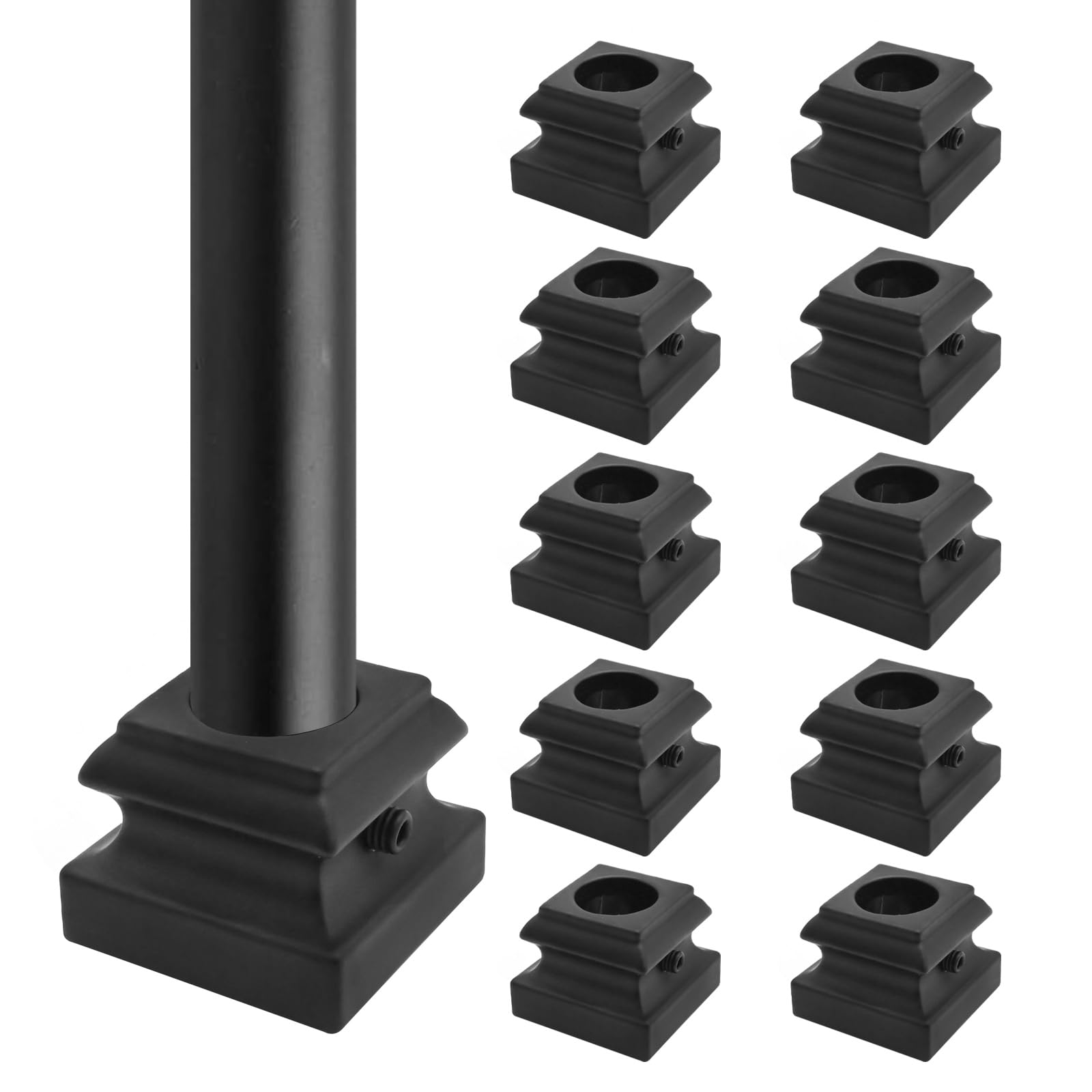 Balaustres redondos de 5/8 con bases de aleación de aluminio negro para reformas de lujo