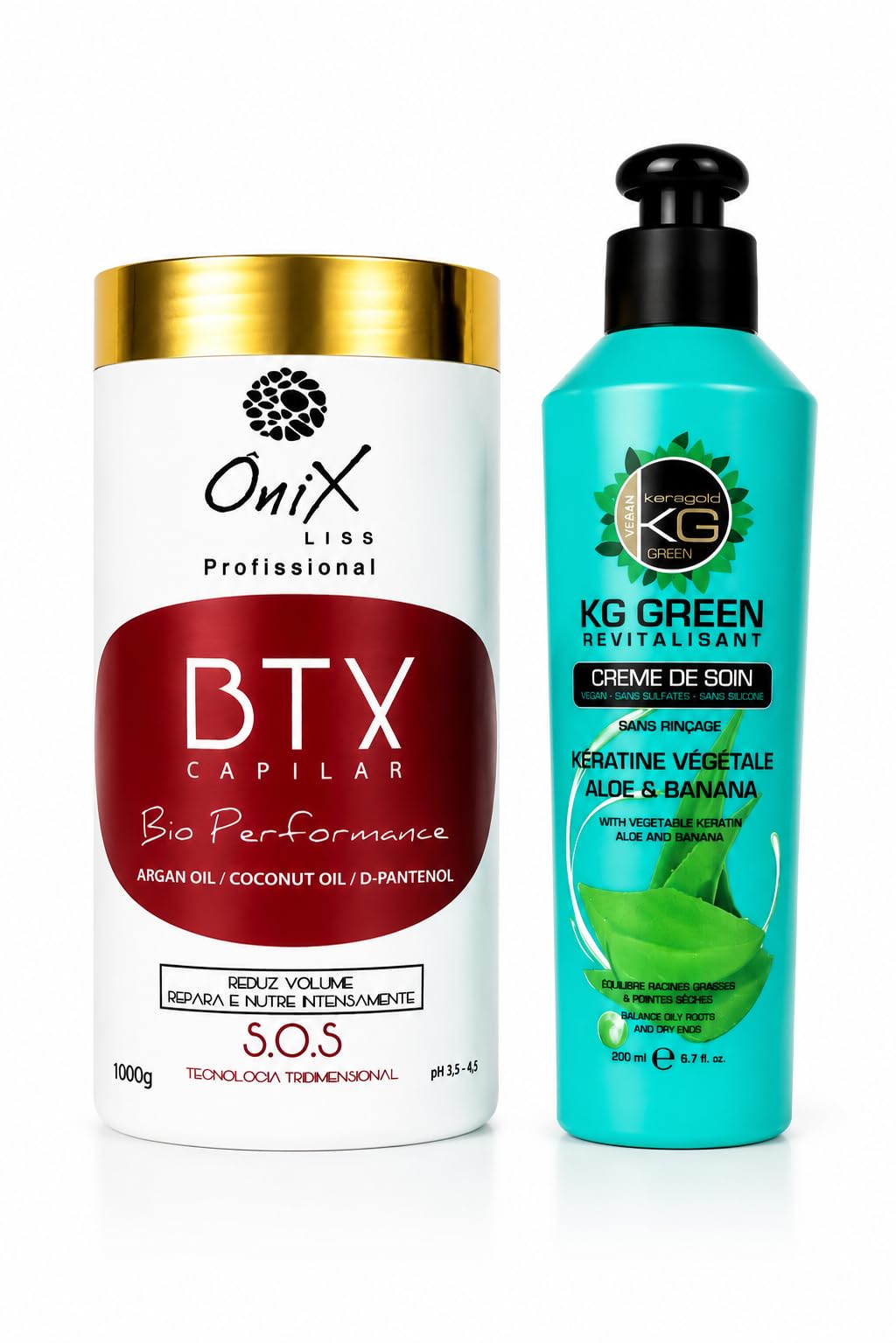 OniX Liss BTX Capilar Bio Performance 1000g – Btx Capillaire – Répare, Nourrit & Réduit les Frisottis – creme de Soin sans rincage Keragold Offert (Aléatoire)