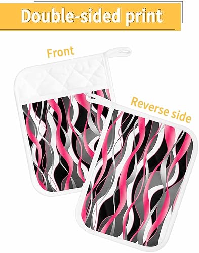 Miniatura 2 de Juego de 4 agarraderas de tela de rizo antideslizantes y aislantes de calor con bolsillo, guantes gruesos para horno, posavasos para hornear