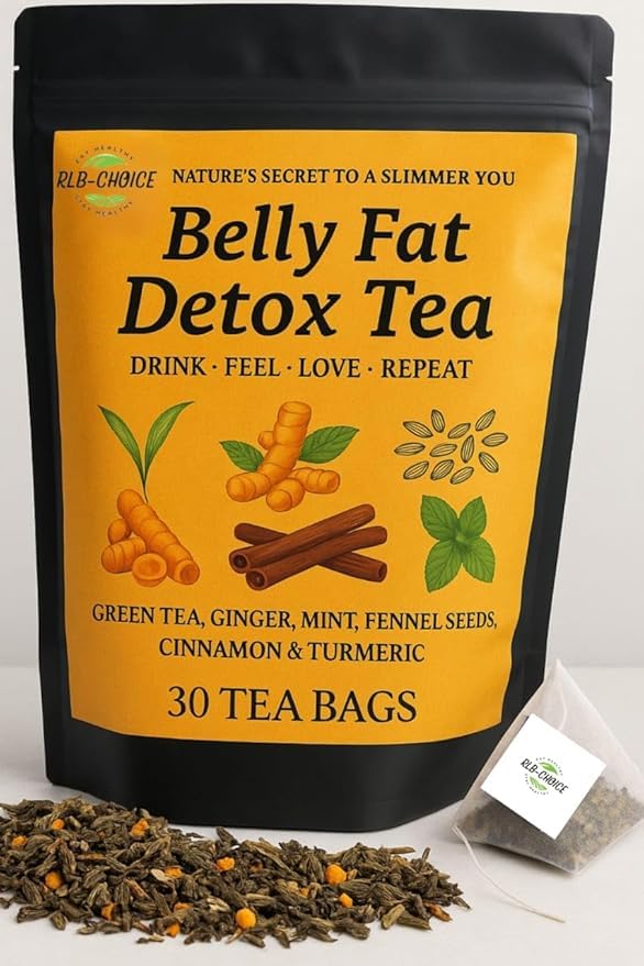 Image of Rlb Choice Combo : Belly Fat Tea - 30 tea bags And Detox Water Mix - 100g | Weight Loss, Slim Belly, Reduce Bloating, Skin Glow | Plant Based Herbal Tea Pack
