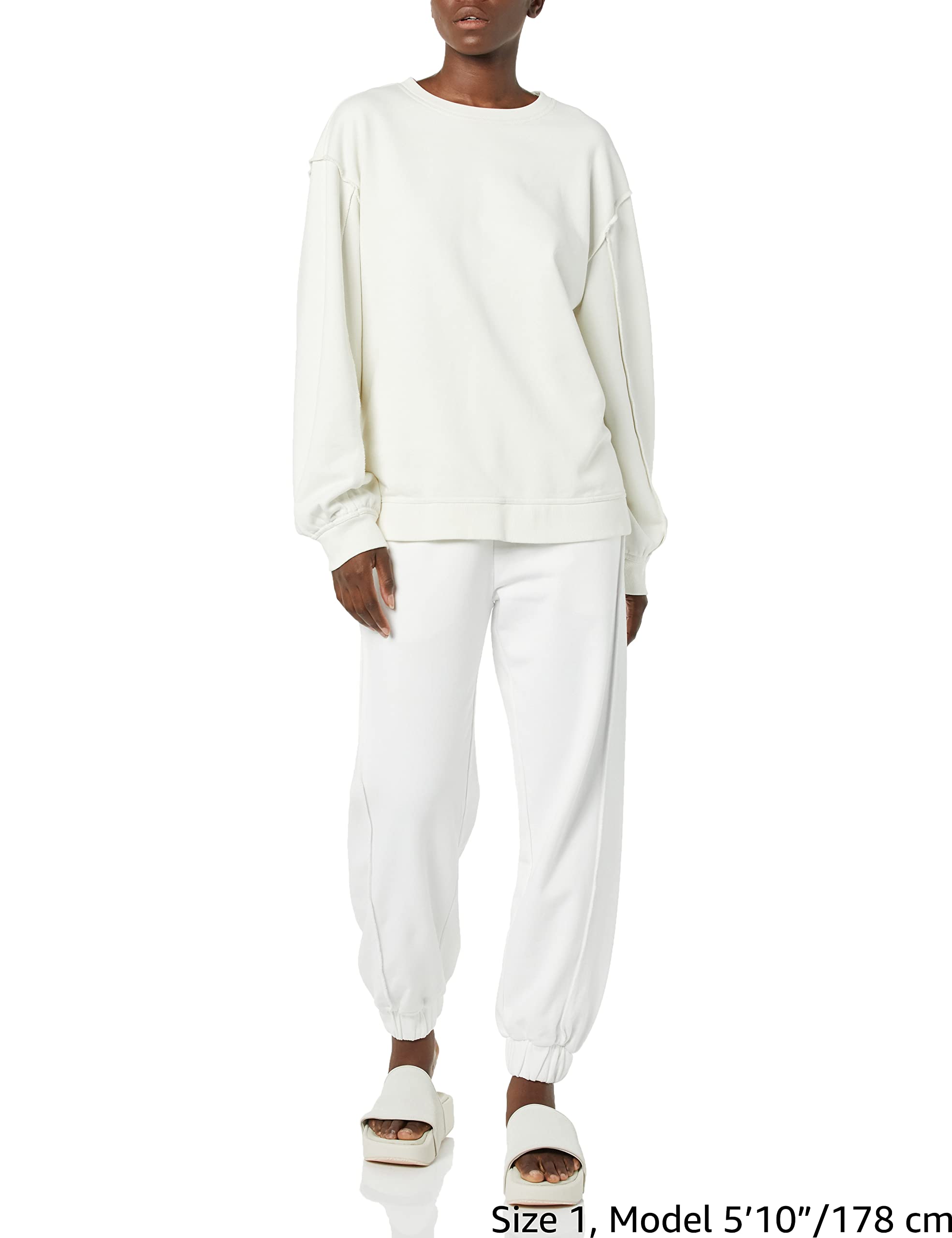 rare/self Felpa All Gender, a Girocollo, in Maglia di Spugna, con Cuciture a Vista