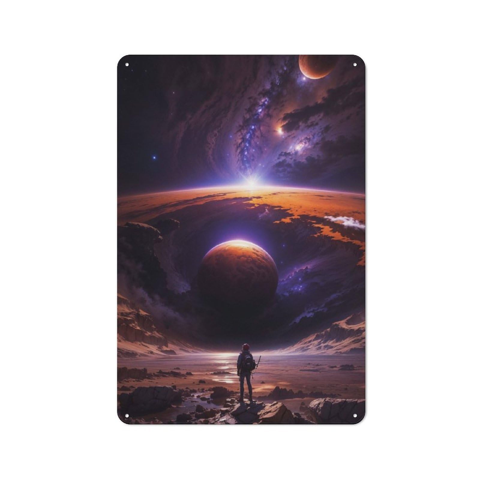 Junmoney A Man Lost In The Cosmos Distressed Look Decorative Tin Sign 30X20cm, Retro Room Decor For Lounge, Study, Pub Or Wall Gallery