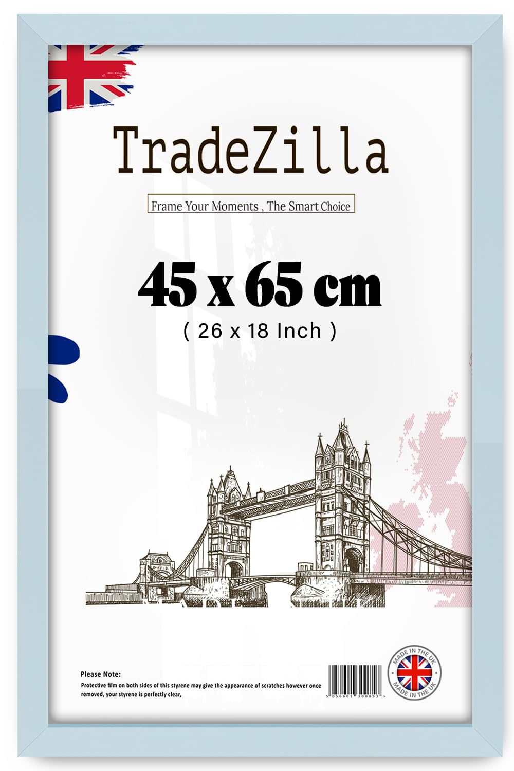 TradeZilla | Eton Wood Poster Frame (45 x 65 CM) MDF Wall Gallery Picture Frame for Art, Home & Office, Engineered Wood, Sleek & Modern Finish [ Light Grey ]