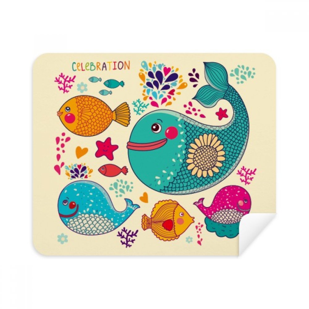 Celebration Fish Colourful Ocean Cleaning Cloth Screen Cleaner 2pcs Suede Fabric