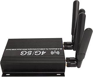 NGFF M.2 4G 5G Module to USB 3.0 Adapter with Cooling Fan, Dual SIM Card Slot High Gain Antenna Auxiliary Power Supply,3042 3052 Model M.2 Key B