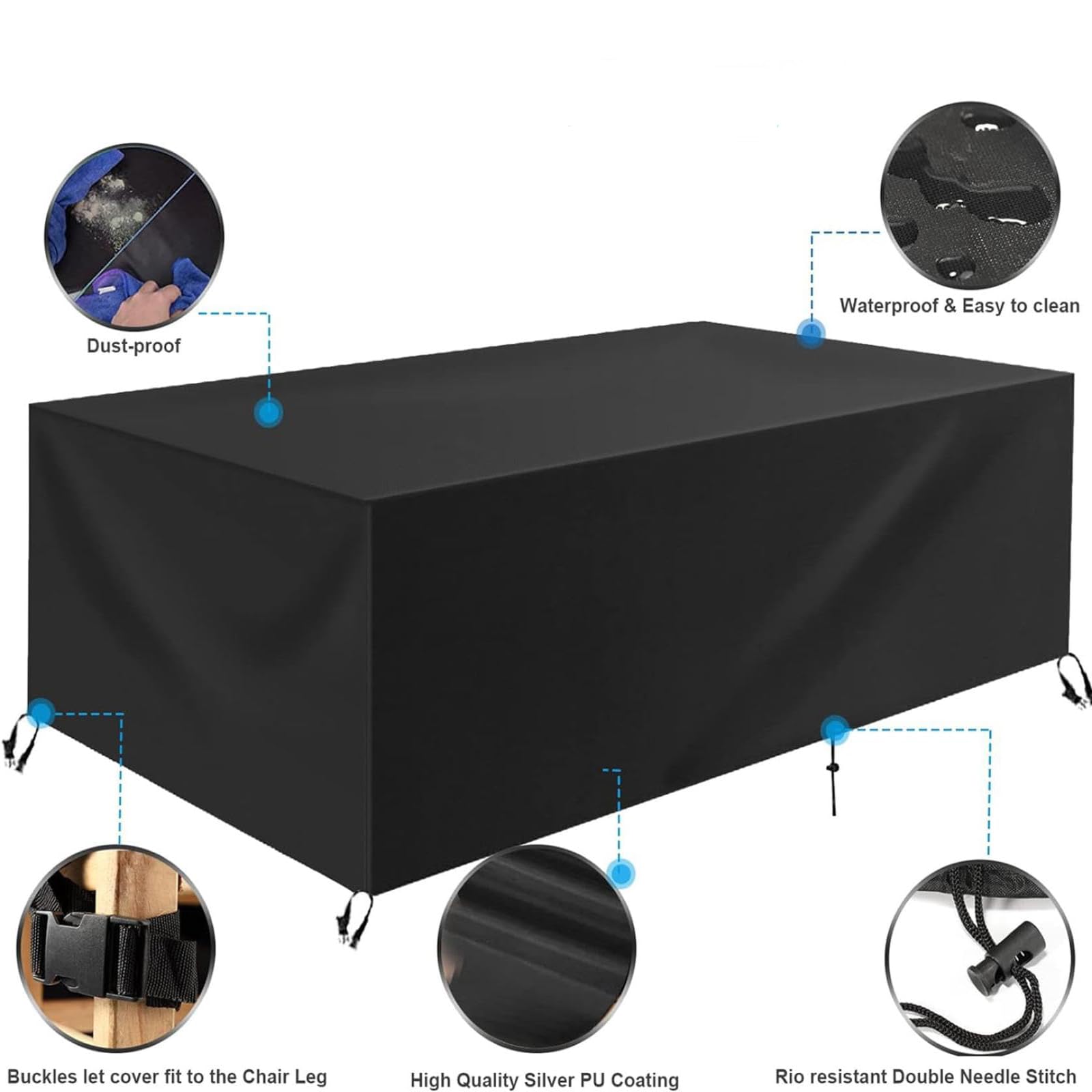 Wodoodporny wytrzymały pokrowiec na meble ogrodowe, 242 x 192 x 120 cm, odporny na promieniowanie UV i rozdarcie, ochraniacz na stół i krzesło, tkanina Du Ox, odporna na blaknięcie do wszystkich