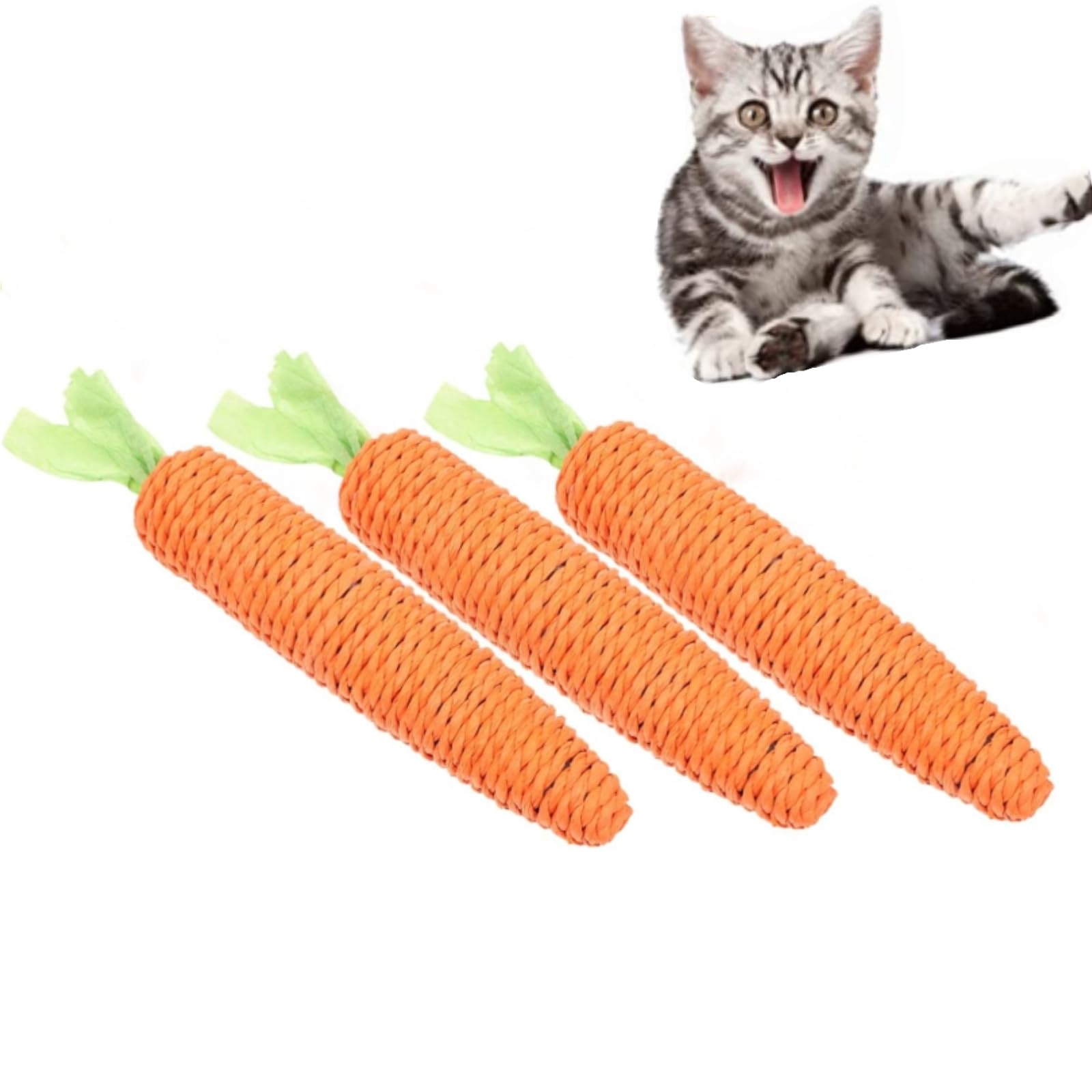 Amazon.co.jp: 猫 にんじんおもちゃ3個入り かわいい猫歯ぎしり棒 鈴
