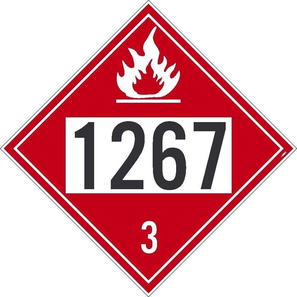 NMC DL139BUV25 1267 Placard - [Pack of 25] 10.75 in. Unrippable Vinyl Class 3 Dot Placard Sign with Black/White Text on Red Base