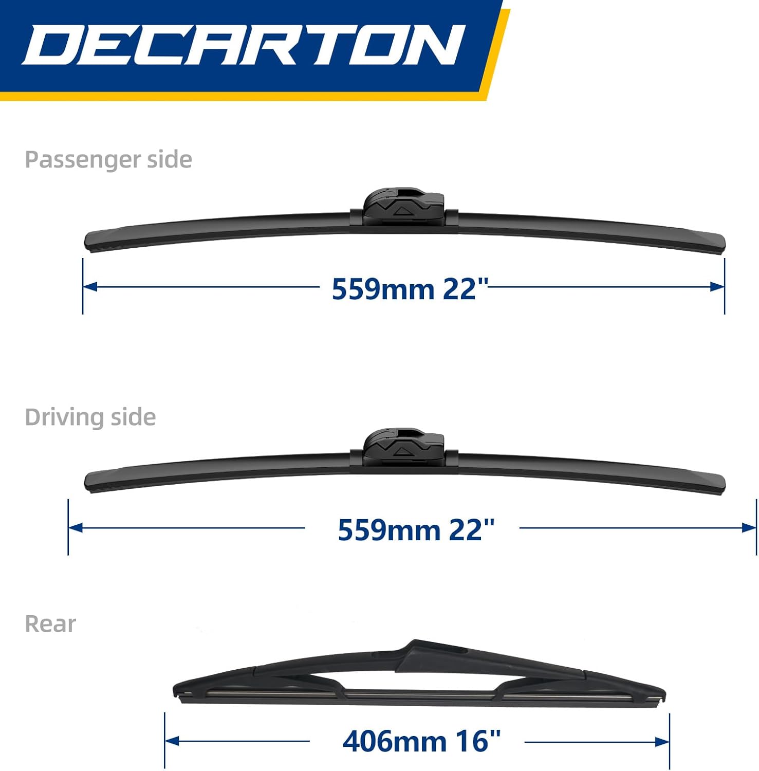 3-Piece Windshield Wipers For Ford Expedition 2009 2010 2011 2012 2013 2014 2015 2016 2017 Replacement For All-season Front And Rear Wiper Blades Set
