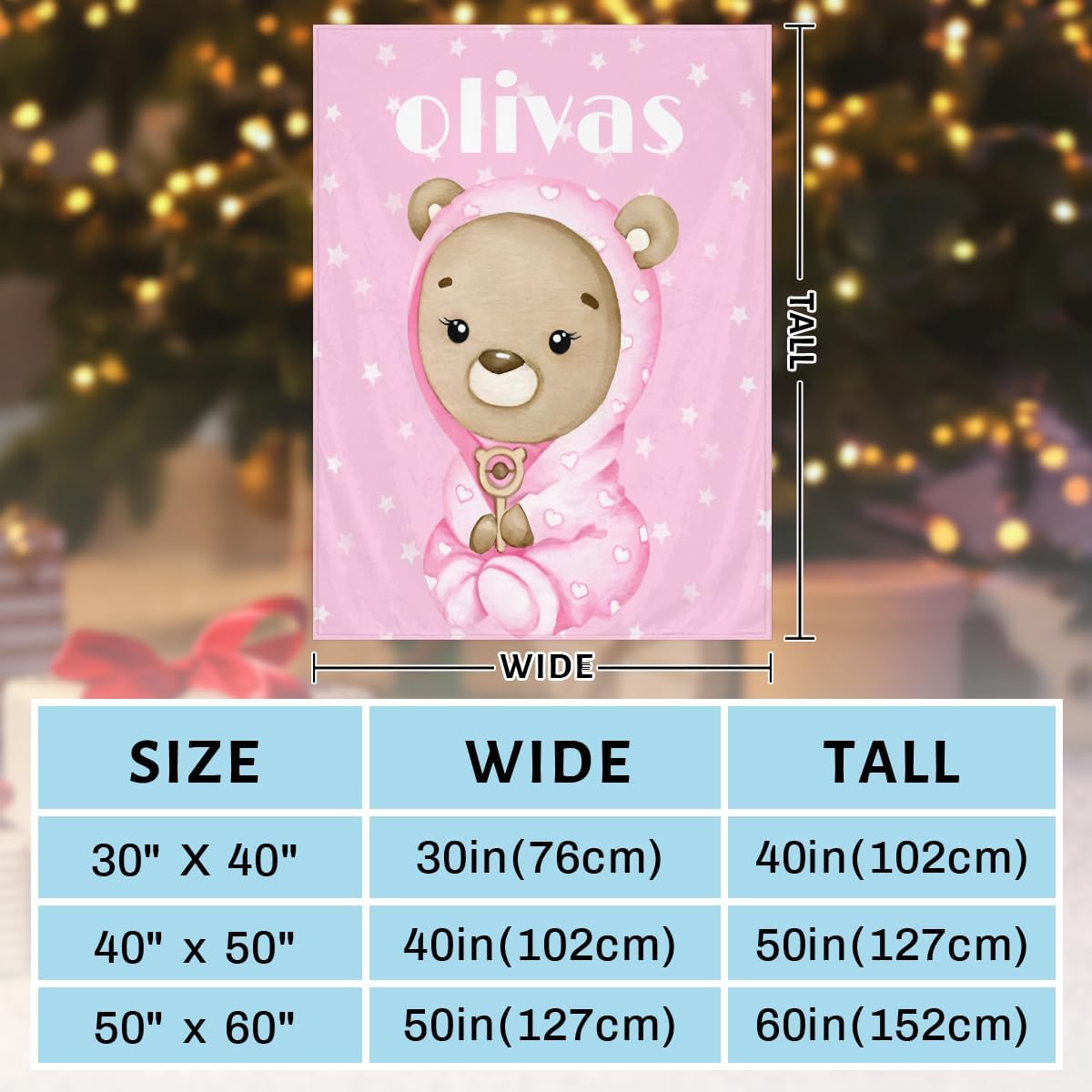 Personalized Baby Blankets for Girls Boys, Custom Baby Blanket with Name Swaddle Toddler Fleece Blanket Personalized Gift Pink Star Bear Baby