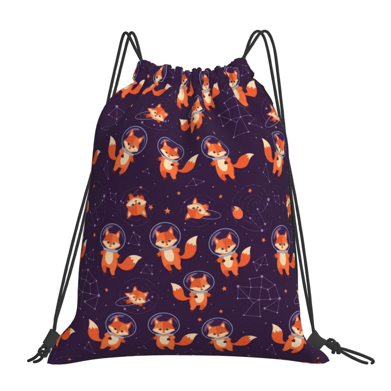 Dujiea Drawstring Backpack, Gym Bag Sackpack Cinch Sports Backpack For Men Women Shopping Yoga Swimming Traveling, Funny Fox, 14 x 16 inch, Compact