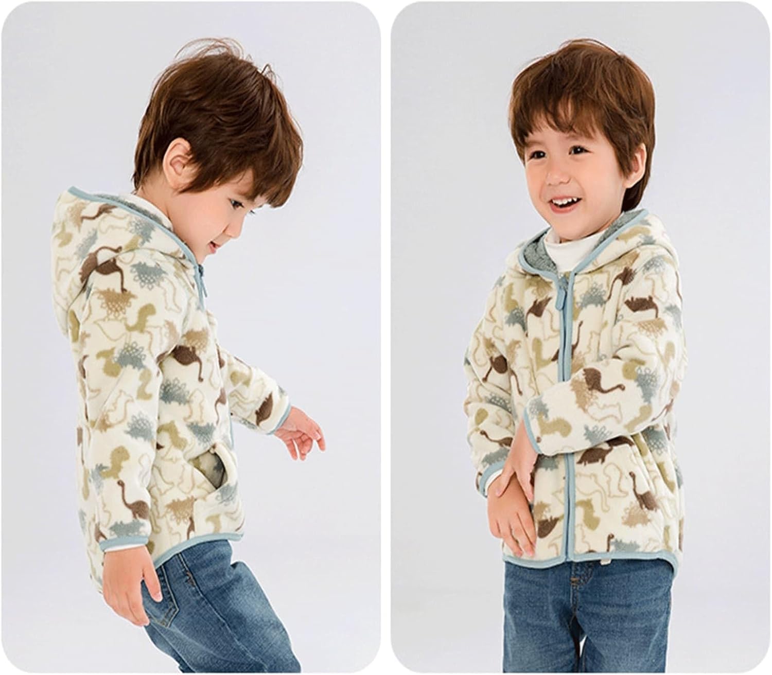 PINU Fashion Cool Print Fleece Hooded Jacket for Toddlers Kids Unisex Winter Autumn Spring Warm Cartoon Outerwear - Image 3