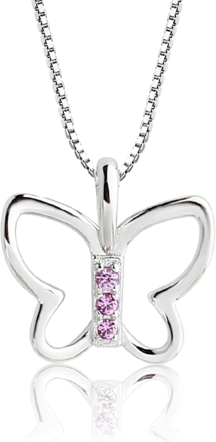 Cherished Moments Girl's 925 Sterling Silver Butterfly Necklace Gift for Toddlers, Little Girls, Teens or Women