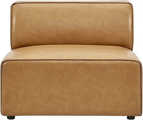 Miniatura 5 de Modway Mingle Sofá seccional de cuero vegano Silla sin brazos en color marrón