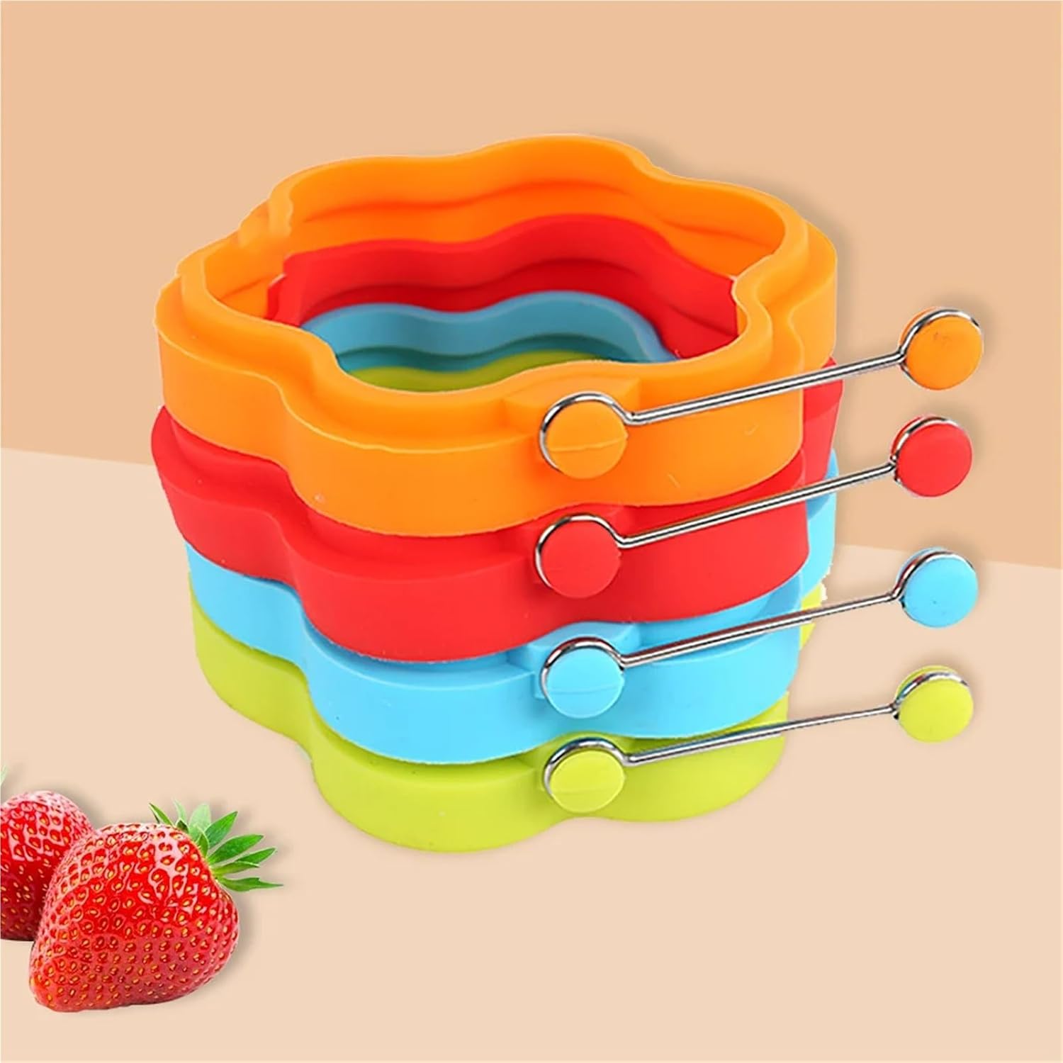 Flower Shaped Silicone Egg Fryer Non-Stick Pancake Mold Easy Clean Kitchen Baking Tool(Orange-1)