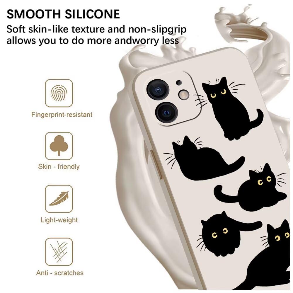 PAIX Creativo Cartone Animato Custodia Morbida in Silicone Compatibile con iPhone 7/8/SE 2020/SE 2022 Cover, [Pattern Gatto] Anti Fall Protettivo Case,Bianco