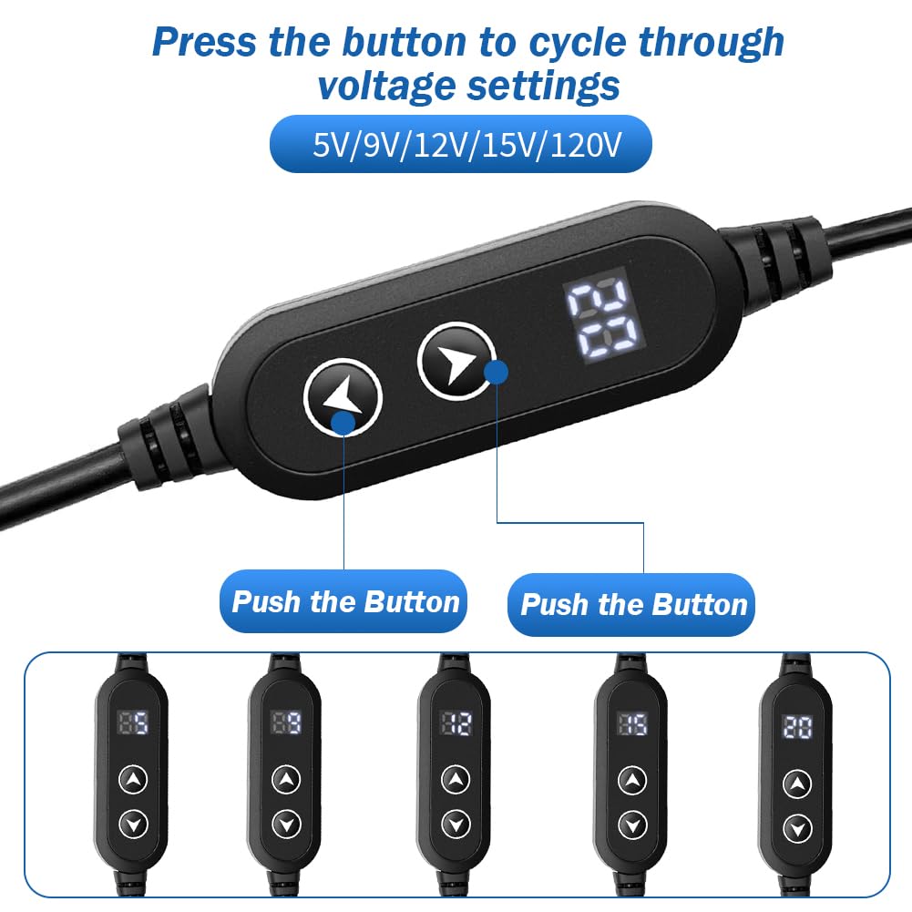 Kabel adaptera PD do DC, 5 V, 9 V, 12 V, 15 V, 20 V, regulowane napięcie, adapter kabla wtykowego typu C z włącznikiem/wyłącznikiem, kabel zasilający z 28 głowicami konwertera DC do routera/laptopa