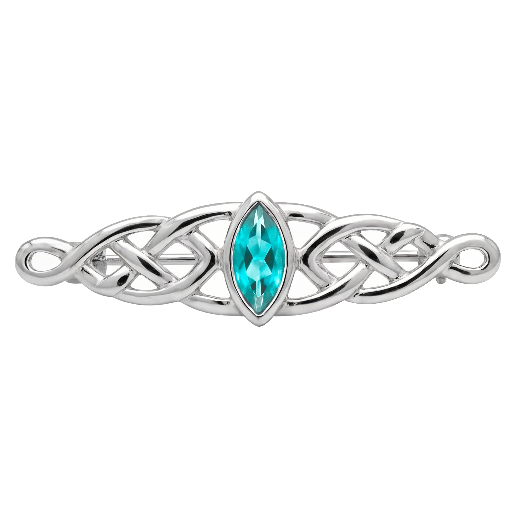 Alexander Castle 925 Sterling Silber Keltische Brosche für Frauen - Damen Brosche Pin mit Blauen Cubic Zirkonia & Schmuck Geschenk Box - 35mm